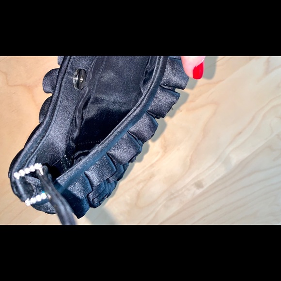 2/$20 Vintage Black Satin Mini Ruffle Purse - Picture 7 of 10